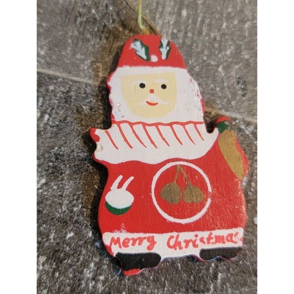 Merry Christmas wooden Santa Claus drum ornament Xmas decor - Picture 3 of 4